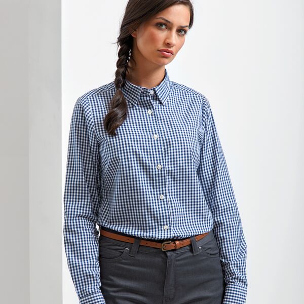 Premier Ladies Maxton Check Long Sleeve Shirt Thumbnail